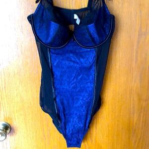 Purple and black Body suit, wired cups